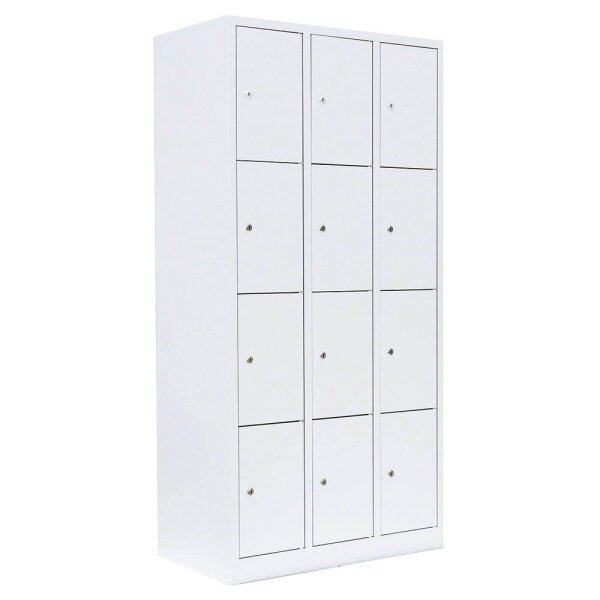LÜLLMANN Schließfachschrank signalweiß 520437, 12 Schließfächer 88,5 x 50,0 x 180,0 cm