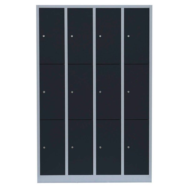 LÜLLMANN Schließfachschrank anthrazit, lichtgrau 520348, 12 Schließfächer 117,0 x 50,0 x 180,0 cm