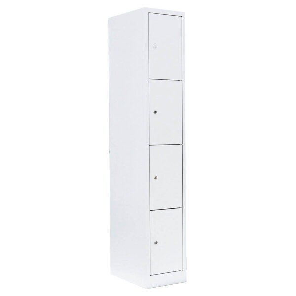 LÜLLMANN Schließfachschrank signalweiß 520417, 4 Schließfächer 31,5 x 50,0 x 180,0 cm
