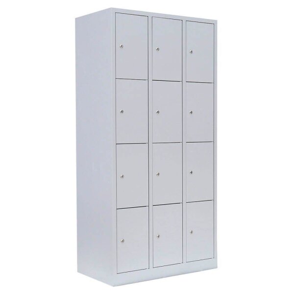 LÜLLMANN Schließfachschrank lichtgrau 520430, 12 Schließfächer 88,5 x 50,0 x 180,0 cm