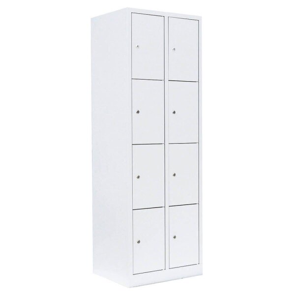 LÜLLMANN Schließfachschrank signalweiß 520427, 8 Schließfächer 60,0 x 50,0 x 180,0 cm