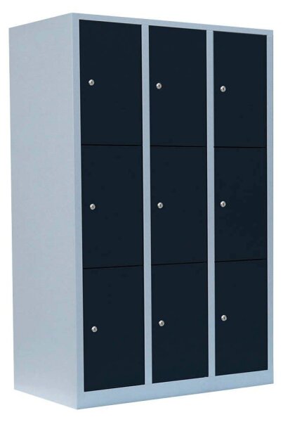 LÜLLMANN Schließfachschrank anthrazit, lichtgrau 523338, 9 Schließfächer 118,5 x 50,0 x 180,0 cm