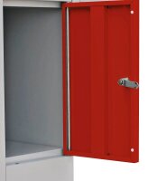 LÜLLMANN Schließfachschrank lichtgrau, feuerrot 523334, 9 Schließfächer 118,5 x 50,0 x 180,0 cm