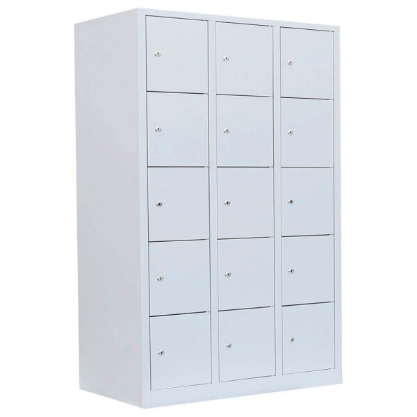 LÜLLMANN Schließfachschrank lichtgrau 523530, 15 Schließfächer 118,5 x 50,0 x 180,0 cm