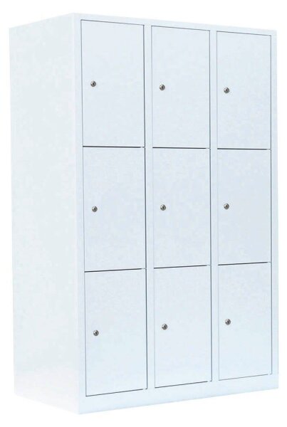 LÜLLMANN Schließfachschrank signalweiß 523337, 9 Schließfächer 118,5 x 50,0 x 180,0 cm