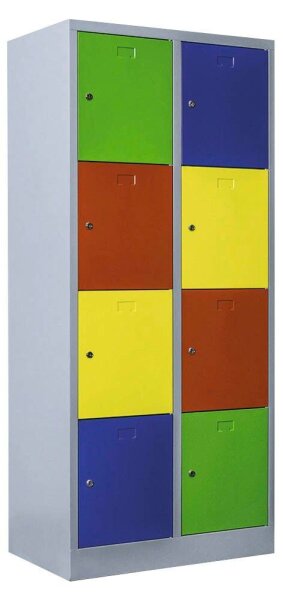 ClassiX Schließfachschrank lichtgrau, bunt X-523422, 8 Schließfächer 80,0 x 50,0 x 180,0 cm