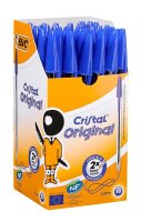 BIC Kugelschreiber Cristal transparent, Schreibfarbe: blau, 50 St.