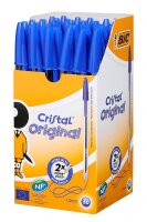 BIC Kugelschreiber Cristal transparent, Schreibfarbe: blau, 50 St.