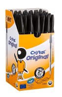 BIC Kugelschreiber Cristal transparent, Schreibfarbe: schwarz, 50 St.