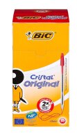 BIC Kugelschreiber Cristal transparent, Schreibfarbe: rot, 50 St.