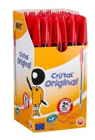 BIC Kugelschreiber Cristal transparent, Schreibfarbe: rot, 50 St.