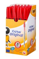 BIC Kugelschreiber Cristal transparent, Schreibfarbe: rot, 50 St.