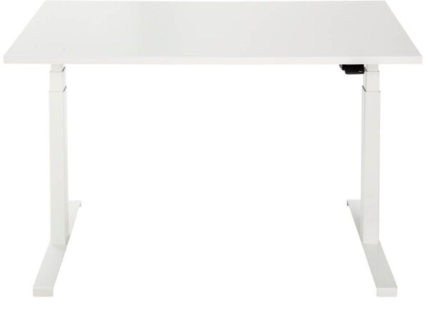 ith möbel EasyT elektrisch höhenverstellbarer Schreibtisch titanweiß rechteckig, T-Fuß-Gestell weiß 120,0 x 80,0 cm