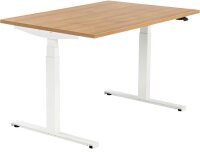 ith möbel EasyT elektrisch höhenverstellbarer Schreibtisch eiche rechteckig, T-Fuß-Gestell weiß 120,0 x 80,0 cm