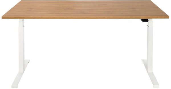 ith möbel EasyT elektrisch höhenverstellbarer Schreibtisch eiche rechteckig, T-Fuß-Gestell weiß 160,0 x 80,0 cm