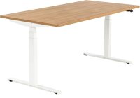 ith möbel EasyT elektrisch höhenverstellbarer Schreibtisch eiche rechteckig, T-Fuß-Gestell weiß 160,0 x 80,0 cm