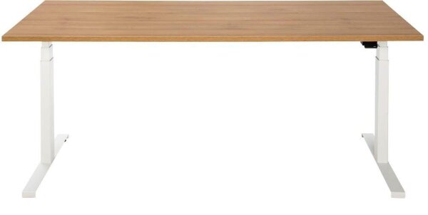 ith möbel EasyT elektrisch höhenverstellbarer Schreibtisch eiche rechteckig, T-Fuß-Gestell weiß 180,0 x 80,0 cm