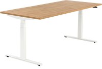 ith möbel EasyT elektrisch höhenverstellbarer Schreibtisch eiche rechteckig, T-Fuß-Gestell weiß 180,0 x 80,0 cm