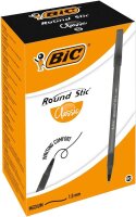 BIC Kugelschreiber Round Stic Simply schwarz/transparent, Schreibfarbe: schwarz, 60 St.