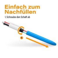 BIC 4-Farben-Kugelschreiber 4 Colours Original hellblau/weiß, Schreibfarbe: schwarz, blau, rot, grün, 1 St.