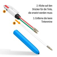 BIC 4-Farben-Kugelschreiber 4 Colours Original hellblau/weiß, Schreibfarbe: schwarz, blau, rot, grün, 1 St.