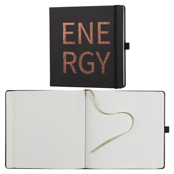 Lediberg Notizbuch ENERGY quadratisch kariert, schwarz Hardcover 240 Seiten, 1 St.