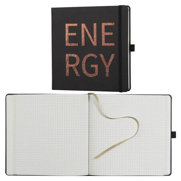 Lediberg Notizbuch ENERGY quadratisch kariert, schwarz...