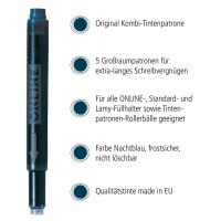 ONLINE® Tintenpatronen für Füller 17056/12 nachtblau, 5 St.
