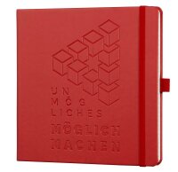 Lediberg Notizbuch unmögliches möglich machen quadratisch kariert, rot Hardcover 240 Seiten, 1 St.