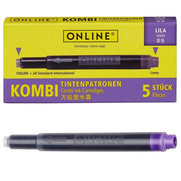 ONLINE® Tintenpatronen für Füller 17143/12 lila, 5 St.