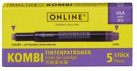 ONLINE® Tintenpatronen für Füller 17143/12 lila, 5 St.
