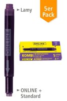 ONLINE® Tintenpatronen für Füller 17143/12 lila, 5 St.