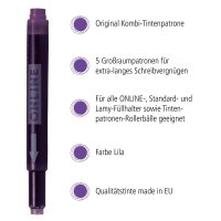 ONLINE® Tintenpatronen für Füller 17143/12 lila, 5 St.