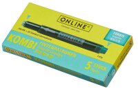 ONLINE® Tintenpatronen für Füller 17176/12 türkis-blau, 5 St.