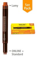 ONLINE® Tintenpatronen für Füller 17174/12 orange, 5 St.