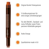 ONLINE® Tintenpatronen für Füller 17174/12 orange, 5 St.