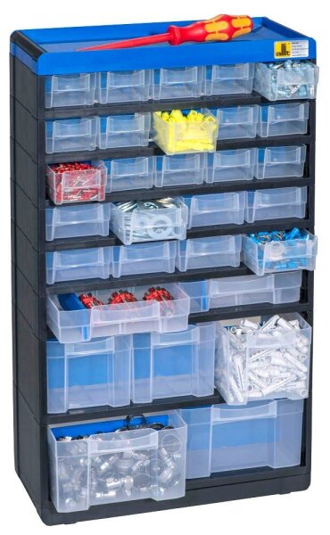 Allit VarioPlus Kleinteilemagazin schwarz, blau 30,0 x 13,5 x 52,5 cm, 1 St.