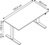 HAMMERBACHER XMKA12 elektrisch höhenverstellbarer Schreibtisch eiche rechteckig, C-Fuß-Gestell silber 120,0 x 80,0 cm