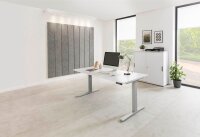 HAMMERBACHER XMKA12 elektrisch höhenverstellbarer Schreibtisch weiß rechteckig, C-Fuß-Gestell silber 120,0 x 80,0 cm