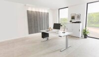 HAMMERBACHER XMKA12 elektrisch höhenverstellbarer Schreibtisch weiß rechteckig, C-Fuß-Gestell silber 120,0 x 80,0 cm