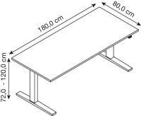 HAMMERBACHER XMKA19 elektrisch höhenverstellbarer Schreibtisch lichtgrau rechteckig, C-Fuß-Gestell silber 180,0 x 80,0 cm