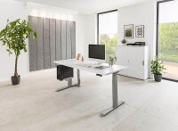 HAMMERBACHER XDKB12 elektrisch höhenverstellbarer Schreibtisch weiß rechteckig, C-Fuß-Gestell silber 120,0 x 80,0 cm