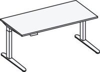 HAMMERBACHER XDKB16 elektrisch höhenverstellbarer Schreibtisch lichtgrau rechteckig, C-Fuß-Gestell silber 160,0 x 80,0 cm