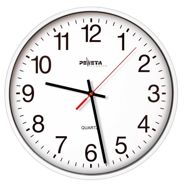 PEWETA Wanduhr weiß Kunststoff, Ø 25,0 cm