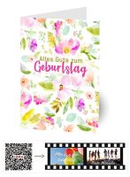 LUMA Geburtstagskarte mit Film Blumen Aquarell LUQR04 DIN B6, 1 St.
