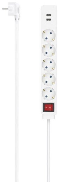 hama USB 3,4A 5-fach Steckdosenleiste mit Schalter 1,4 m weiß mit USB-Buchse  ( 223183 )