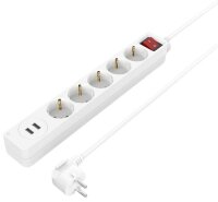 hama USB 3,4A 5-fach Steckdosenleiste mit Schalter 1,4 m weiß mit USB-Buchse  ( 223183 )