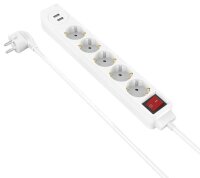 hama USB 3,4A 5-fach Steckdosenleiste mit Schalter 1,4 m weiß mit USB-Buchse  ( 223183 )