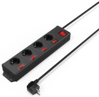 hama 4-fach Steckdosenleiste mit Schalter 1,4 m schwarz
