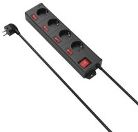 hama 4-fach Steckdosenleiste mit Schalter 1,4 m schwarz